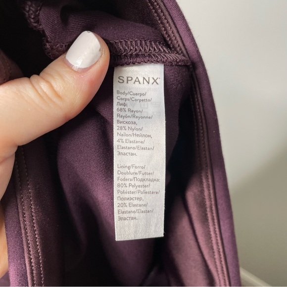 Spanx Ponte Ankle Leggings High Rise Shaping Slimming Slit Hem Maroon Size S - Picture 8 of 8